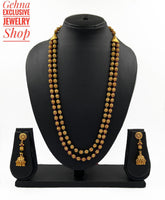 Traditional Gold Toned Double Layered Golden Beads Matar Mala Multi Color Necklace For Woman Golden Beads Jewellery